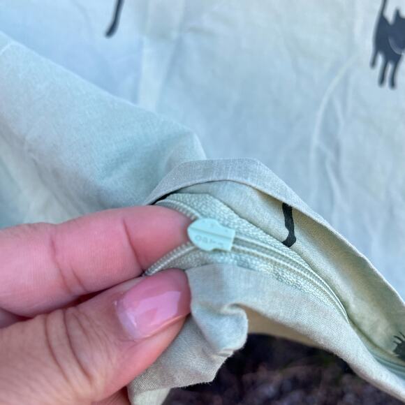 Ikea Barndrom Black Cat Kittens Twin Duvet Green Black Zip Closure Cat Lady - Picture 5 of 7